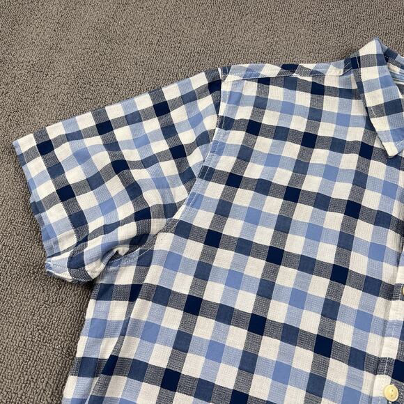 True Grit Shirt Adult Extra Large Blue Check Button Up Short Sleeve Casual Men's - Picture 2 of 13